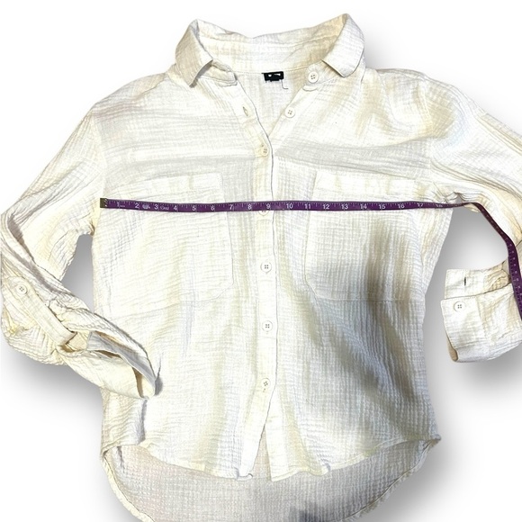 Revolve Monrow Relaxed Button up Blouse In Chalk Long Sleeve Size Medium - Picture 4 of 10